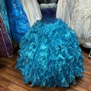 Glittery blue ball gown